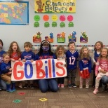 EduKids staff and children on a Bufallo Bills-themed day.