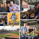 Employees enjoy a fun game with the Hartford Yard Goats.