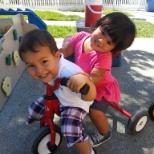 Kids playing on the playground.