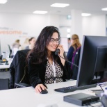 At the desk in our open plan office