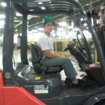 operating forklift, inside production area